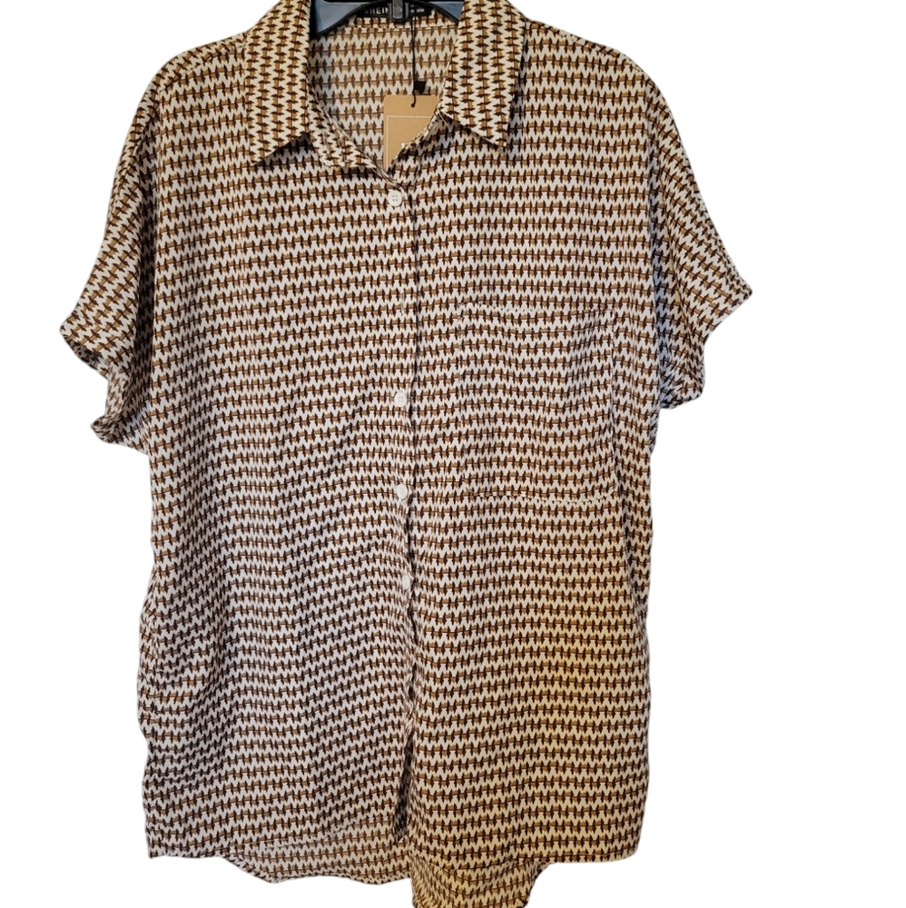SHEIN Frenchy  Printed Button Front shirt  ,NWT size M